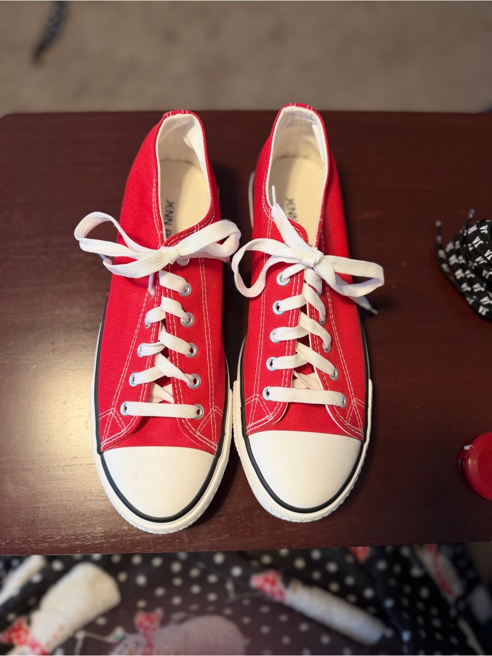 Jenn Ardor Red Canvas Lace-Up Women's Sneakers, Size 9